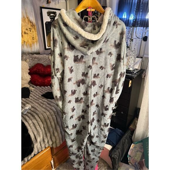 large bearpaw hooded fur fleece onsie/costume pj sleep pajama onesie fleece - Picture 7 of 9